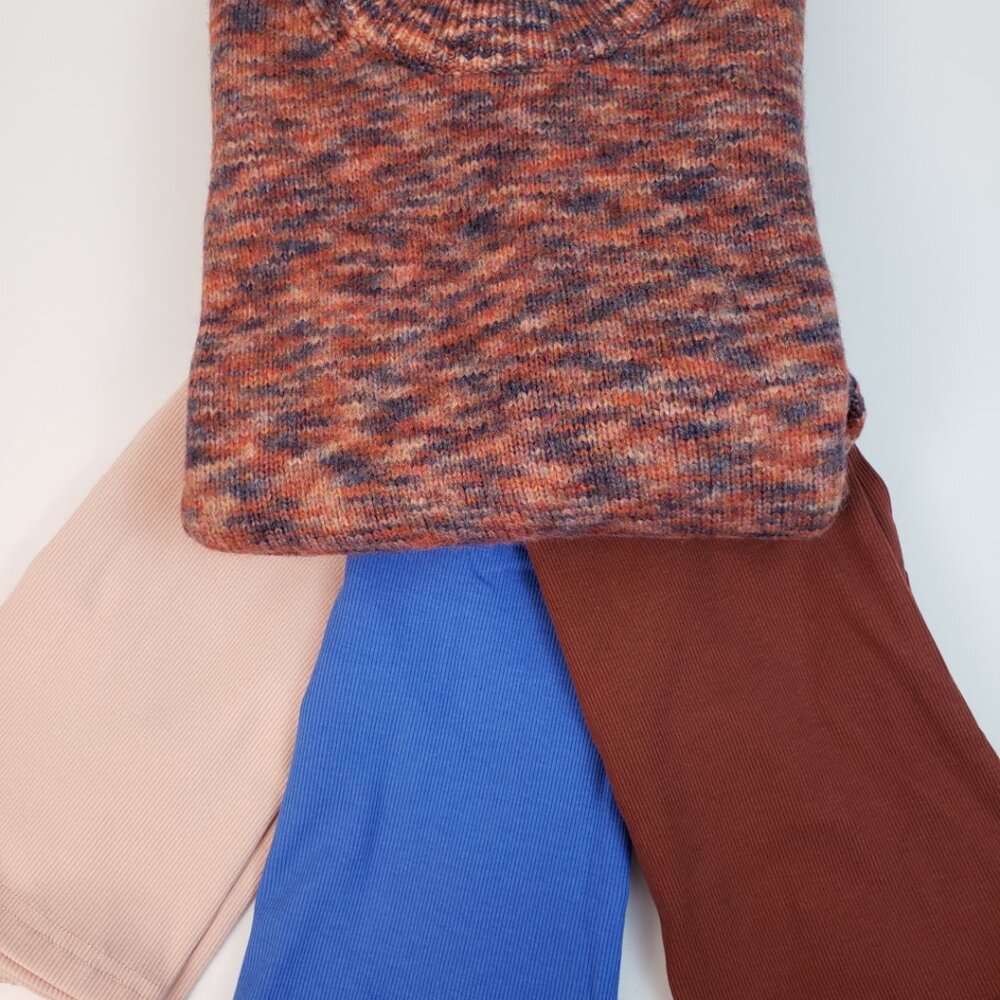 Madewell Sweater XXS Multicolor Blues Rust Orange Wool Acrylic Womens Knit NWT - Picture 4 of 16